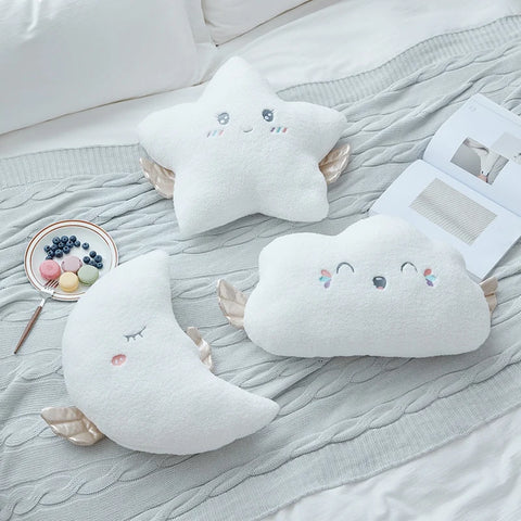 Ins New Stuffed Angel Cloud Moon Star Plush Pillow Soft Cushion Cloud Stuffed Plush Toys for Children Baby Kids Pillow Girl Gift